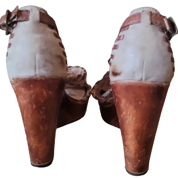 Frye Pepper Agate Stone Brown Wedges Platform Shoes Size 7 - Picture 9 of 13